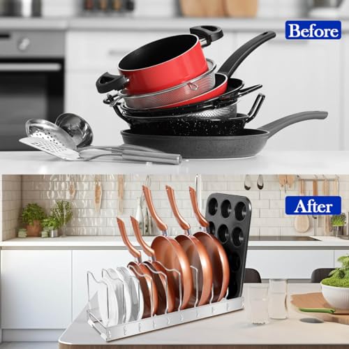 Lid Organizer Pot Lid Organizer Detachable and Adjustable Pots and Pans Organizer for Kitchen Cabinet Storage for Pots and Pans, Cutting Boards, Cooking Utensils (1 pack) - size: 1 PACK
