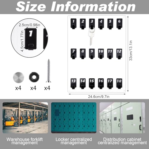 Beeveer Acrylic Key Board with 18 No. Hooks Wall Mount Key Rack Holder Hanger Storage Collection for School, Garage, Car Dealer, Office, Hotel, Real Estate(Transparent) - color: Transparent, size: 18 Hooks