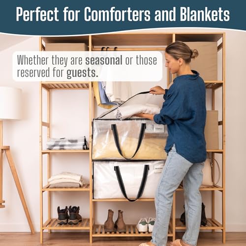 VENO 6 Pack Heavy Duty Moving Bags, Clear Storage Bags for Clothes and Comforters, College Dorm Essentials Packing Supplies, Foldable Boxes Alternative (Clear, 6 Pack) - color: Clear, size: 6 Pack
