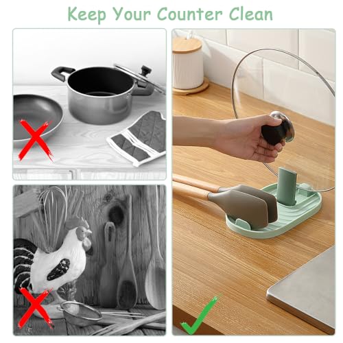 Multifunctional Spoon Rest, 2PCS Foldable Pot Lid Holder Spoon Rest Pan Pot Cover Lid Rack Shelf Standfor Stove Top Kitchen Gadgets Utensil Holder for Home Use Stove