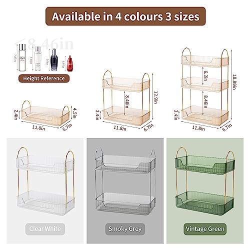 Akinbas 2 Tier Bathroom Organizer Countertop Makeup Perfume Tray Skincare Organizer for Bathroom Dresser Vanity (Gold) - color: Gold, size: 2 Tier