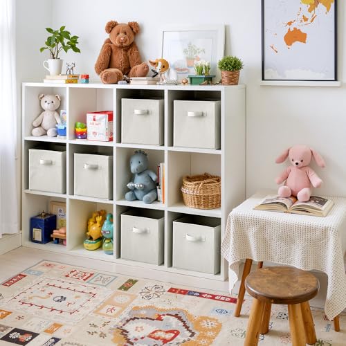 Cupic Cupid 11 Inch Storage Cube, Fabric Cube Storage Bin with Handles, Storage Cube Organizer for Clothes and Toys, Collapsible Cube Bins for Closet, Shelves, Nursery, 6-Pack, Light Gray - color: Light Gray, size: 11 Inch