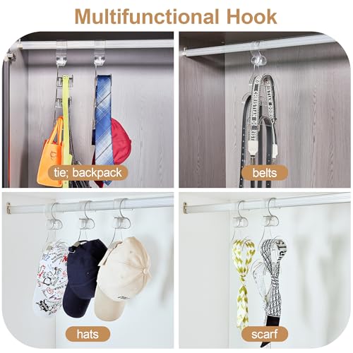 Cozcty Purse Hanger Closet, 2 Pack Clear Purse Organizer for Closet, Heavy Duty Bag Holder with 6 Hooks, Space Saving Hanging Bag Organizers and Storage for Handbags, Totes