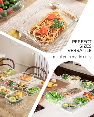 5-Pack Borosilicate Glass Containers with Tempered Lids, 35.2oz/4.4 Cup Airtight Meal Prep Set, Microwave/Freezer Safe (Pink) - color: Tempered Lids Pink, size: 4.4 Cup*5
