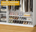 Cidaziya 47.2 Inch Long White Shoe Rack, Stackable Shoe Shelf Organizer for 15-18 Pairs of Shoes, 2 Tier Shoe Storage Organizer for Living Room, Bedroom, Closet, Entryway, Hallway, Garage - size: 1 Pack (47.2" Long)
