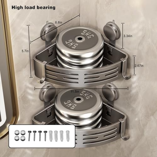 VOLPONE Shower Caddy Corner Suction Cup Shelf Corner No Drilling Bathroom Shower Organizer Storage Rack Adhesive (3-Pack, gray) - style: Without Towel Bar Suction Cup Triangle 3 Tier Gray