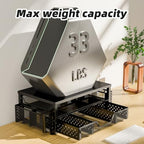 Simple Trending Desk Organizer and Accessories, 2-Tier Computer Monitor Stand Riser with Drawer and 2 Pen Holders for Office Supplies, Black