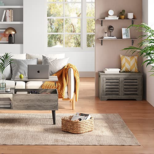DINZI LVJ Wall Shelves, 23.6 x 7.9 x 6.1 Inch Floating Shelves for Wall, Set of 2, Easy-to-Install Wall Storage Ledges with Sturdy Metal Brackets for Living Room, Bathroom, Kitchen, Gray Wash - color: Grey Wash, size: 23.6 Inch