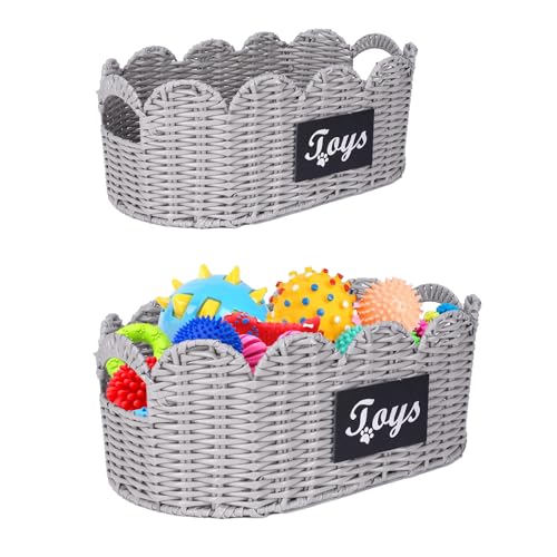 Dog Toy Storage Bin Large Cotton Rope Basket for Dog Toys,2Pack Pet Toy Basket with Handles, Decorative Toys Box Storage Organizer, Pet Toy Organizer for Home and Living Room Organization
