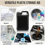 Hacaroa 3 Pack Plastic Storage Jug for Non-Flammable Liquid, 1 Gallon/4L HDPE Motor Oil Container with White Lid&Ergonomic Handle, Black Empty Bottle for Bleach, Detergent, Lubricant, Not for Fuel Use