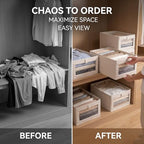6 Pack Linen Closet Organizers and Storage, Foldable Closet Storage Bins with Clear Window, Fabric Closet Organizers for Shelves, Bedroom, Living Room - Organize Clothes, Jeans, Toys, Blankets