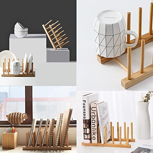INNERNEED Bamboo Wooden Plate Racks Dish Stand Holder Kitchen Storage Cabinet Organizer for Dish/Plate/Bowl/Cup/Pot Lid/Cutting Board (Pack of 4) - size: Pack of 4