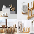 INNERNEED Bamboo Wooden Plate Racks Dish Stand Holder Kitchen Storage Cabinet Organizer for Dish/Plate/Bowl/Cup/Pot Lid/Cutting Board (Pack of 4) - size: Pack of 4