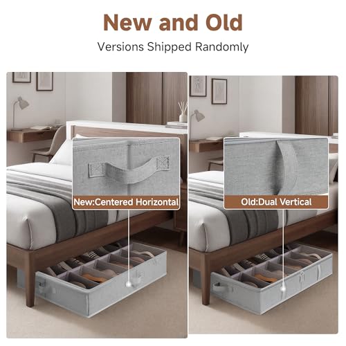 StorageWorks Shoe Organizer for Closet, Fits up to 24 Pairs, 2-Pack Ultra-thick Fabric Under Bed Shoe Storage Containers with Bottom Support and Adjustable Dividers, Grey - color: Gray, style: Adjustable Divider