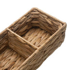 Wicker Bathroom Basket with 3 Compartments, Water Hyacinth Toilet Tank Basket, Woven Storage Box for Bathroom Organizer (16.5 x 5.5 x 3.5 inch) - size: 16.5" x 5.5" x 3.5"