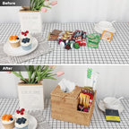 Sumnacon Tissue Box Square Tissue Box Cover with Storage Rattan Tissue Box Holder with 2 Side Organizer,Wicker Tissue Cover Cube Tissue Holder for Bathroom Living Room Table Desk Office - color: Natural