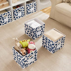 MAX Houser 6 Pack Foldable Fabric Storage Bins with Handles - Ideal for Closet Organization, Bedroom and Nursery（Blue, 12"x12"x12"） - color: 2 blue