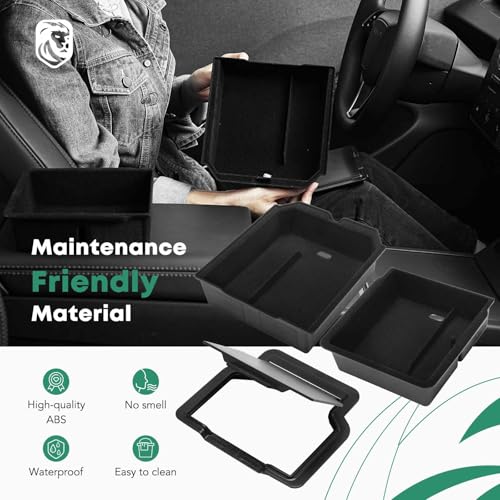 YHTAUTO Center Console Organizer Tray Fit for Tesla Model Y Juniper 2025 2026, Tesla Model 3 Highland 2024 2025 2026 Armrest Drawer Organizer, Armrest Hidden Compartment Box Car Accessories - style: 3PCS Center Console & Armrest Box