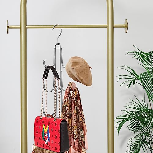 1 Pack Purse Organizer for Closet, 4-Tier Hanging Bag Holder, Silver Metal Closet Organization Purse Hanger Backpack Rack Space Saving Hanger - size: 1 Pack 4-Tier