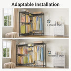 VIPEK L6 Heavy Duty Clothes Rack L Shape Clothing Rack 5-Tier Wire Garment Rack Freestanding Closet with 7 Adjustable Shelves & 4 Hanging Rods, 42.1" L x 42.1" W x 76.4" H, Max Load 850LBS, Black - color: Black, size: Small