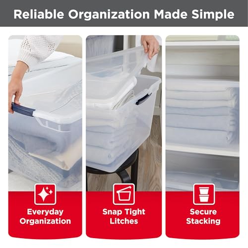 Rubbermaid Cleverstore 95 Qt Clear Storage Bins with Lids, 4-Pack, Stackable, BPA-Free, Made in USA - size: 95 Qt - 4 Pack