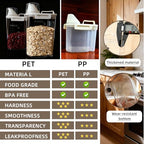 6-Pc Airtight Cereal Storage Containers Set(1.8L×3 & 2.5L×3), Cereal Containers Storage with Pour Spout & Measuring Cup, BPA-Free Plastic Canisters for Rice, Flour, Pet Food Kitchen Pantry