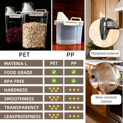 6-Pc Airtight Cereal Storage Containers Set(1.8L×3 & 2.5L×3), Cereal Containers Storage with Pour Spout & Measuring Cup, BPA-Free Plastic Canisters for Rice, Flour, Pet Food Kitchen Pantry