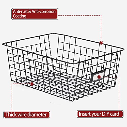 6 Pack Wire Baskets for Pantry Organization and Storage, Kitchen Organizer, 2 XXLarge & 2 XLarge & 2 Large - size: Large-6 Pack