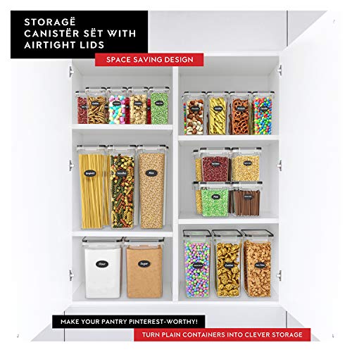 DWËLLZA KITCHEN Large Flour Sugar Storage Containers Set of 2; 175 FL. oz - 5.2L Plastic Airtight Food Storage Containers with Lids for Kitchen Pantry Organization - Food Containers, Labels & Marker - color: 02 - 5.2L (Set of 2)