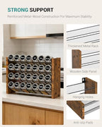NESAPTO Spice Rack Organizer with 28 Glass Spice Jars, Wood 4-Tier Seasoning Organizer with Labels for Cabinet, Pantry, Countertop or Wall Mount, Chalk Marker and Funnel Set, 14" W × 9.4" H - size: With 28 Jars, 14"W × 9.4"H