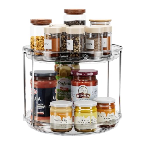 LAMU 2 Tier Lazy Susan Turntable Organizer 9.25'' Rotating Spice Rack Organization for Cabinet, Kitchen, Pantry, Countertop, Bathroom, Vanity, Medicine Cabinet Organizer, Grey - color: Gray, size: 9.25in 1Pack