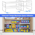 Cirhy Pantry Organizers and Storage,3 Tiers Expandable Foil and Plastic Wrap Organizer, Adjustable Kitchen Cabinet Shelf Organizer, Shelves Storage Rack for Cabinet Countertop (9.8" To 15.6" L) 2PCS - style: Foil and Wrap Organizer-2pcs