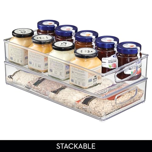 iDesign Stackable Clear Plastic Extra Long Pantry Organizers and Cabinet Storage Bins for Kitchen, 4-Pack - size: 16 x 8 x 3, style: Pack of 4