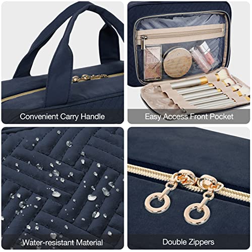 BAGSMART Toiletry Bag Hanging Travel Makeup Organizer with TSA Approved Transparent Cosmetic Bag Makeup Bag for Full Sized Toiletries, Large-Navy - color: Navy, size: Large