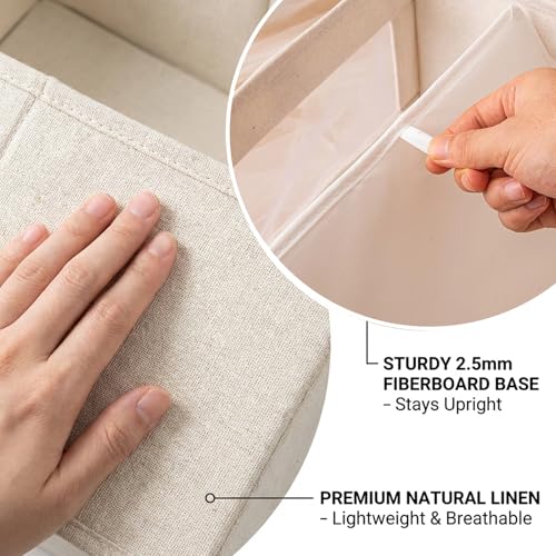 6 Pack Linen Closet Organizers and Storage, Foldable Closet Storage Bins with Clear Window, Fabric Closet Organizers for Shelves, Bedroom, Living Room - Organize Clothes, Jeans, Toys, Blankets