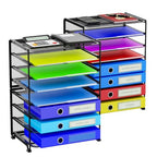 Simple Trending 2 Pack 8 Tier Letter Tray Paper - Mesh Desk File Organizer for Office School Desktop, Black - color: 2 Pack 8 Tier Black-Mesh Desk