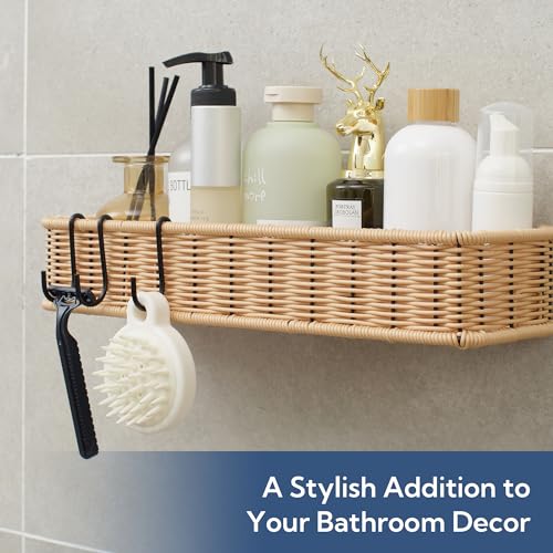 GRANNY SAYS Shower Caddy Hanging, 2 Pack Bathroom Shelves for Shower, Waterproof Shower Shelf for Inside Shower, Shower Shelves for Organization and Storage, Wicker Shower Rack for Home Decor, Natural - color: Natural, size: Rectangular