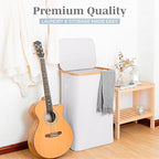 LONBET Laundry Basket with Lid, Made from Breathable Fabric | Aesthetic Clothes Hampers for Laundry with Side Handles & Sturdy Bamboo Frame (26 Gallons - Single, Light Gray) - color: Light Gray, style: 26 Gallons - Single
