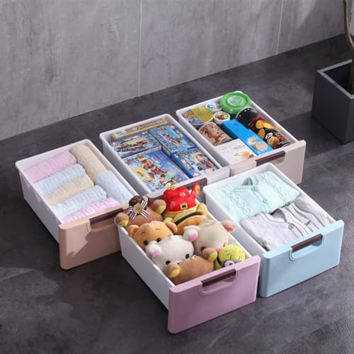5 Drawers Stackable Storage Drawers Plastic Storage Drawers Collapsible Storage Bins Plastic Clothes Organizer Drawers Storage for Living Room,Bedroom,Office (Light Colors, 11.81" W) - color: Light Colors, size: 11.81" W
