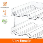 Lifewit Stackable Water Bottle Organizer for Cabinet, Plastic Bottle Holder Fits Bottles/Tumblers up to 3.8" Diameter for Pantry/Countertop, 2 Tier Holds 8 Bottles 38 x 20 x 15 cm/15 x 8 x 5.7" - size: 2 Tier-8 Bottle