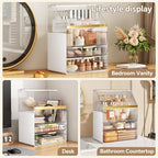 Makeup Organizer Countertop with Lid, Skincare Organizers for Vanity, 3 Tiers Clear Makeup Storage Cosmetic Display Cases Holder for Bedroom Bathroom Dresser Desk Countertop