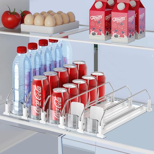 Drink Organizer for Fridge,Self Pushing Fridge Drink Organizer,Automatic Drink Dispenser for Fridge-Holds up to 25 Cans - style: 5 Rows