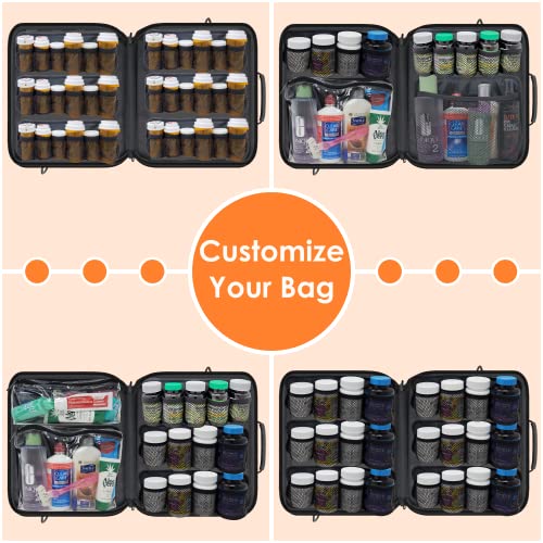 Extra-Large Pill Bottle Organizer, Medicine Bag, Carrier for Medications, Vitamins, and Medical Supplies - Modular Travel Medicine Organizer and Home Storage Med Bag - Dark Gray (with Lock) - style: XL - 1 Compartment - Std Config