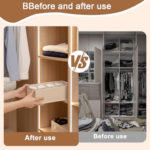 1 Pcs Drawer Organizer Storage Box for Underwear Socks Closet Divider for Wardrobe Dresser Vanity Space Saving Use(8-Grid Off White) - color: Off White-3, size: Medium