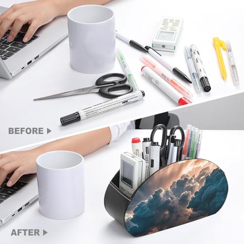 PU Leather Remote Control Organizer Box 5-Slot Multifunctional Magnificent Rainstorm Cloud Storage Holder for TV/DVD/Accessories Stylish Desk Decor for Living Room, Bedroom, Office - color: Magnificent rainstorm Cloud