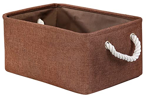 TheWarmHome Fabric Storage Basket for Home, Shelf, Closet - Canvas Bin for Dog Toys and Baby Items (Brown, 1 Pack, 13.8L9.8W6.7H) - color: Brown, size: Medium -13.8Lx9.8Wx6.7H