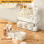 PAVSTINE 2-Tier Stackable Medicine Cabinet Organizer, Narrow Bathroom Makeup Organizer with Lipstick Holders & Cotton Swab Cases, Clear Countertop Shelf for Mirror Cabinet and Vanity - size: 2-Tier-Clear