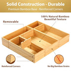 Umilife Drawer Organizer Storage Boxes, 2.5" High Bamboo Drawer Dividers, 5 Rearrangeable Bins for Kitchen, Office Desktop, Clothing, Makeup, vanity, Jewelry - size: 15 x 13 x 2.5" (5 Boxes)