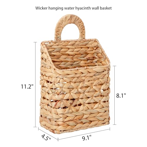 Wicker hanging basket, Water Hyacinth Wall Basket, Rustic Handwoven Hanging Storage Basket with Metal Frame for Farmhouse Home Decor, Garden or Organizing (1-Tier) - size: 1-Tier