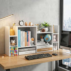 YIGANG Desk Shelf Organizer, 3-Tier Desktop Bookshelf for Computer Desk, Small Tabletop Hutch Storage Rack, Wood Office Supplies Organizer for Dorm, Home & Student (29 Inch Wide)，White